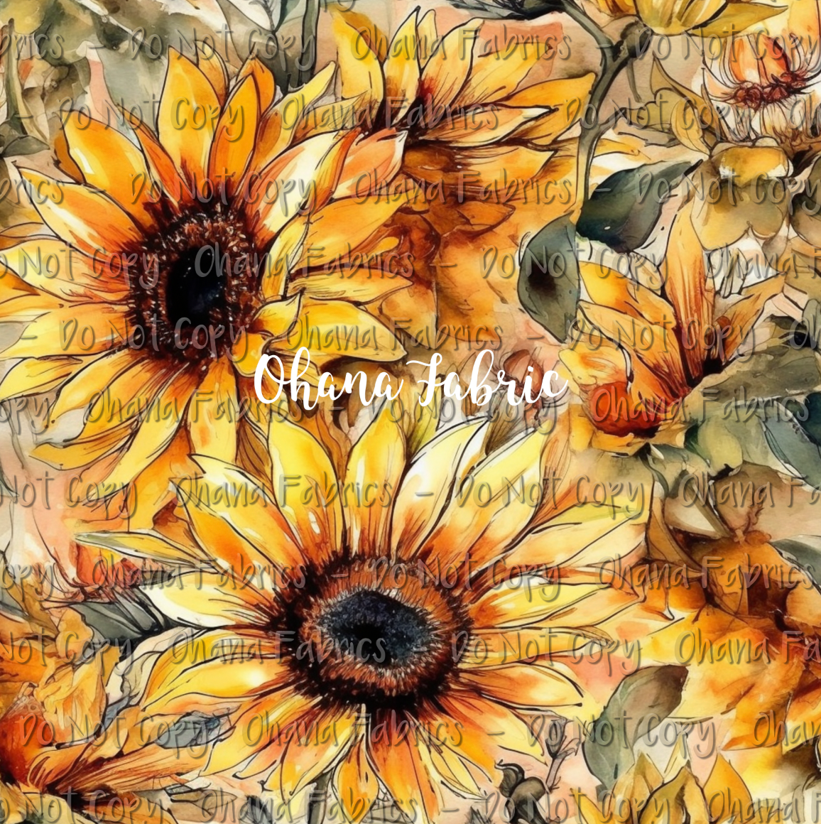 NAT109 Watercolor Sunflower - Choose Base and QTY