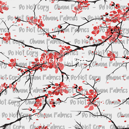 NAT109 Cherry Red & White Flowers - Choose Base and QTY