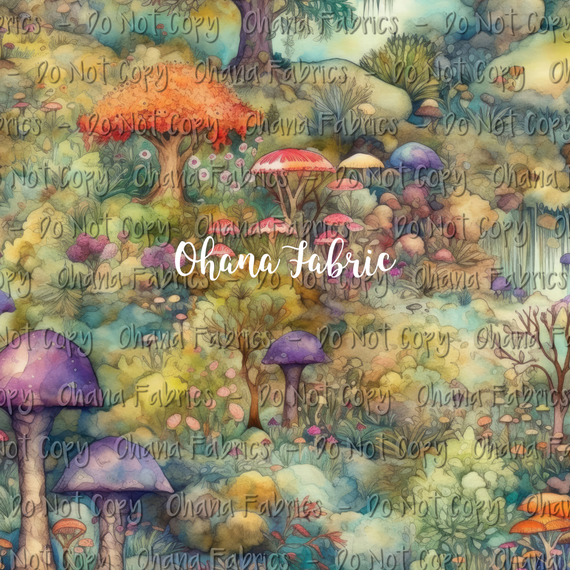 NAT109 Watercolor Mushrooms - Choose Base and QTY