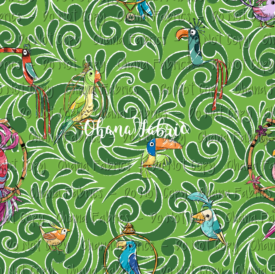 OHF24 Tiki 626 - Tiki Birds Green