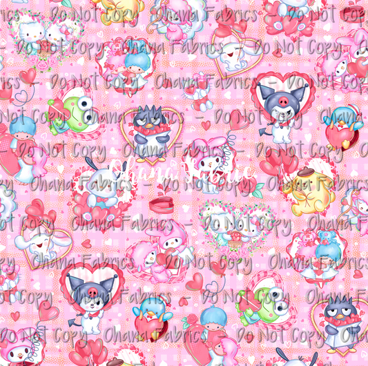 OHF24 Kawaii Love - Kitty Friends Heart Peach Checker