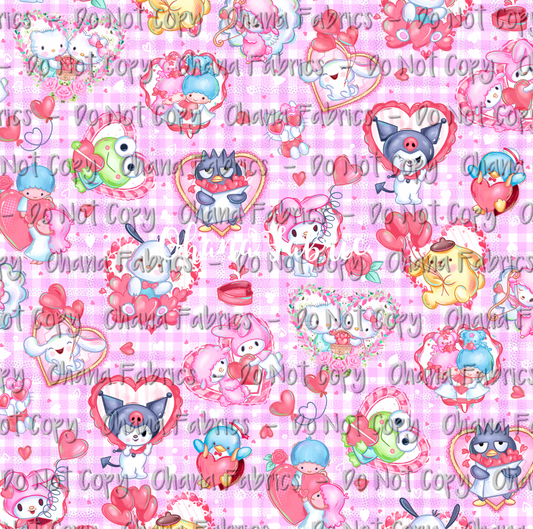 OHF24 Kawaii Love - Kitty Friends Heart Pink Checker