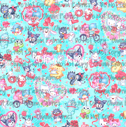 OHF24 Kawaii Love - Kitty Friends Heart Turquoise