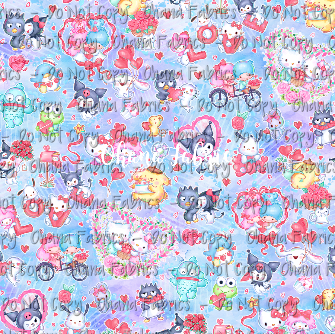 OHF24 Kawaii Love - Kitty Friends Heart Cornflower