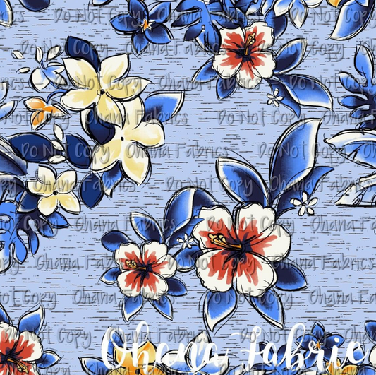 R122  Pirate Lt. Blue FLOWER Coord - Pebble Vinyl